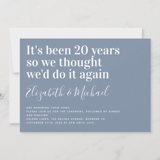 Funny It's Been 20 Years Vow Renewal Invitation (Front)