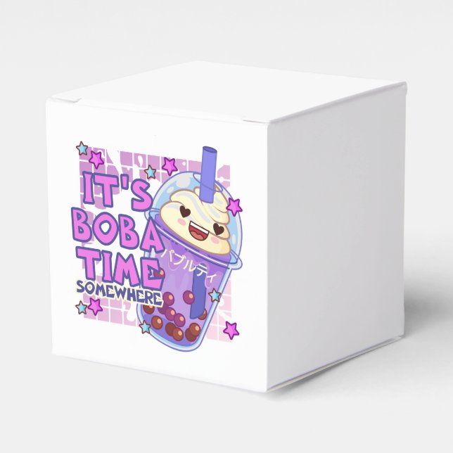 Funny 'It's Boba Time Somewhere' Favour Box (Front Side)