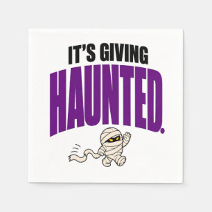 Funny It's Giving Haunted Retro Mummy Halloween  Napkin