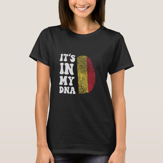 Funny it's in my DNA Belgium flag Fingerprint T-Shirt (Front)