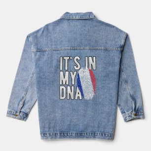 Funny it's in my DNA France flag Fingerprint  Denim Jacket
