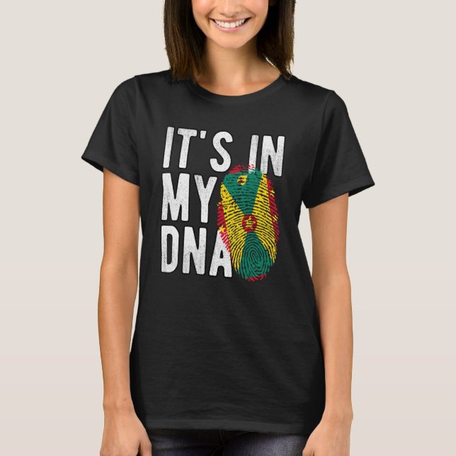 Funny it's in my DNA Grenada flag Fingerprint T-Shirt (Front)