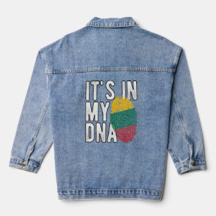 Funny it's in my DNA Lithuania flag Fingerprint  Denim Jacket