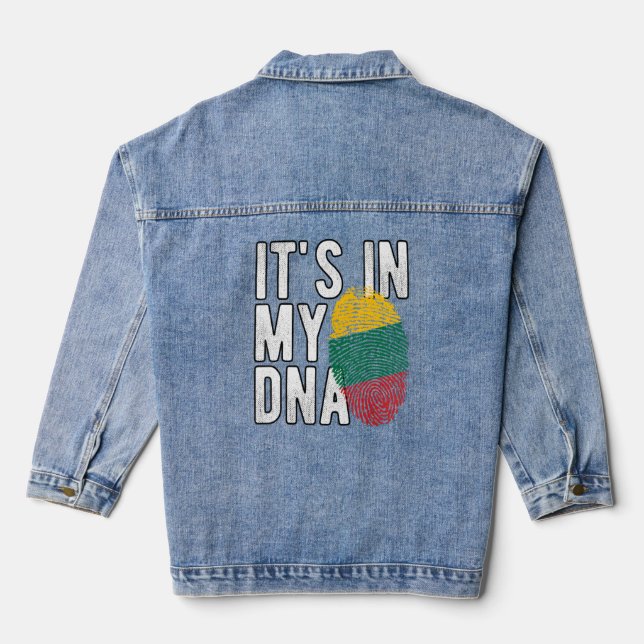 Funny it's in my DNA Lithuania flag Fingerprint  Denim Jacket (Back)