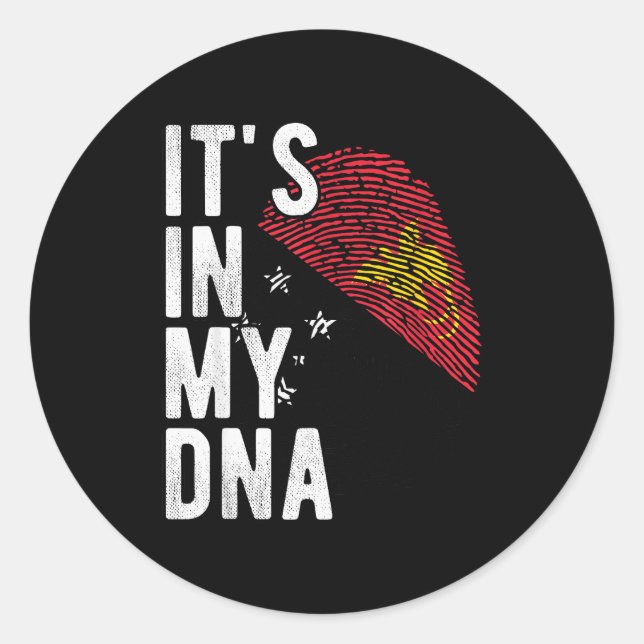 Funny It's In My Dna Papua New Guinea Flag Fingerp Classic Round Sticker (Front)
