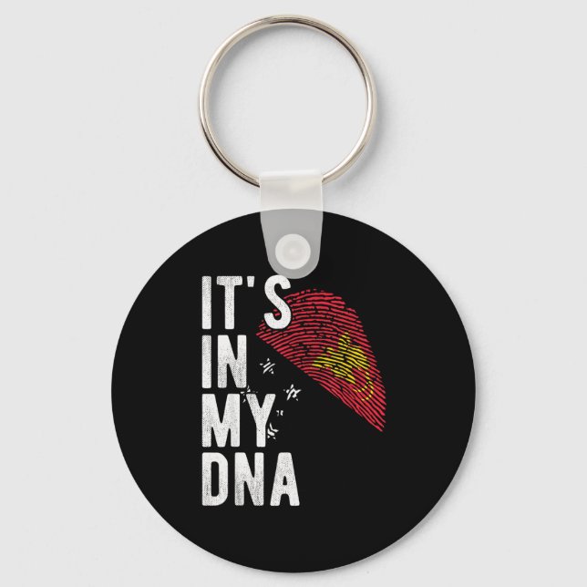 Funny It's In My Dna Papua New Guinea Flag Fingerp Key Ring (Front)