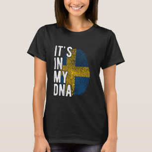 Funny it's in my DNA Sweden flag Fingerprint T-Shirt