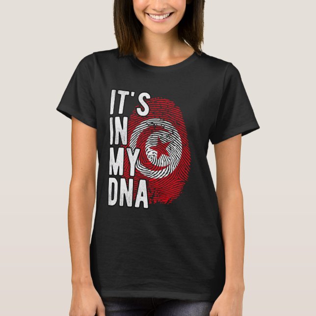 Funny it's in my DNA Tunisia flag Fingerprint T-Shirt (Front)