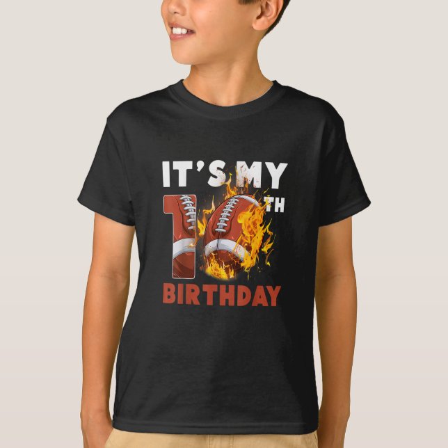 Funny It's My 10th Birthday 10 Years Old Football  T-Shirt (Front)