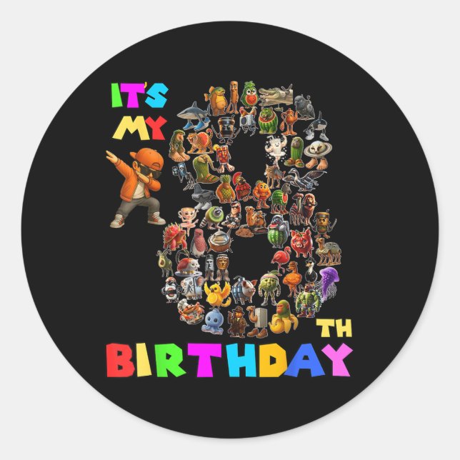 Funny Its My 8th Birthday Italian Brainrot Meme Bo Classic Round Sticker (Front)