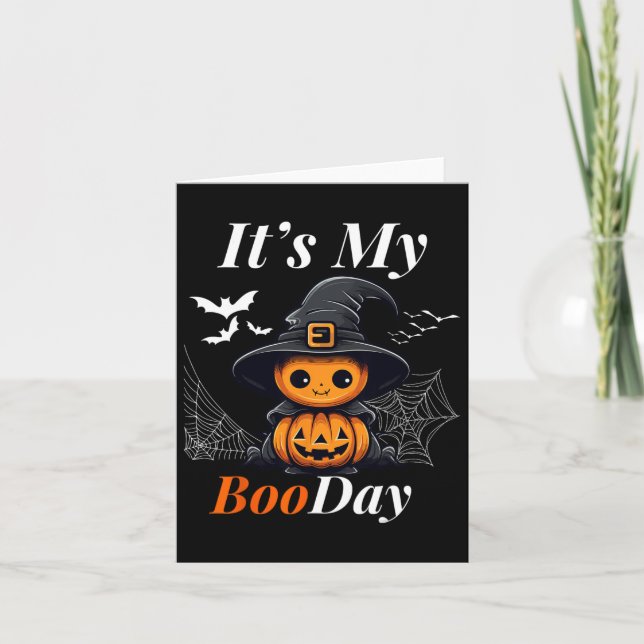 Funny Its My Boo Day Cute Halloween Birthday Ghost Card (Front)