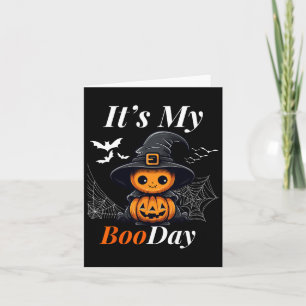 Funny Its My Boo Day Cute Halloween Birthday Ghost Card