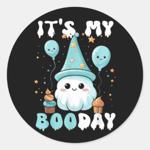 Funny Its My Boo Day Cute Halloween Birthday Ghost Classic Round Sticker