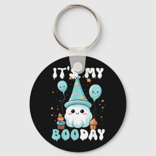Funny Its My Boo Day Cute Halloween Birthday Ghost Key Ring