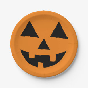 Funny Jack O Lanter Halloween Art Simple Jack O Paper Plate