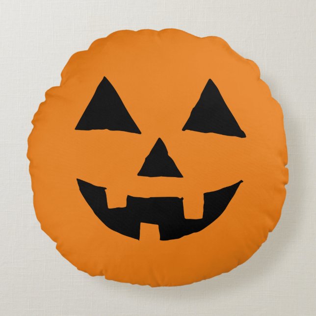 Funny Jack O Lanter Halloween Art Simple Jack O Round Cushion (Front)