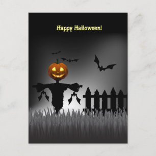 Funny Jack-o'-Lantern Scarecrow post cards