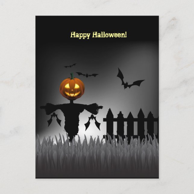 Funny Jack-o'-Lantern Scarecrow post cards (Front)