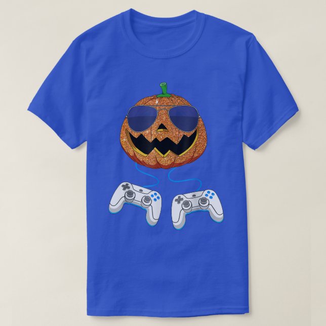 Funny Jack O Lantern Video Games Men Boys Gamer Ha T-Shirt (Design Front)
