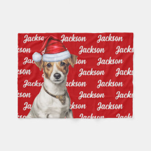 Funny Jack Russell Dog Name Patterned Christmas Fleece Blanket
