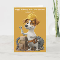 Funny Jack Russell Handyman Dog Birthday Card
