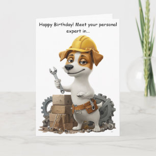 Funny Jack Russell Handyman Dog Birthday Card