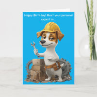 Funny Jack Russell Handyman Dog Birthday Card