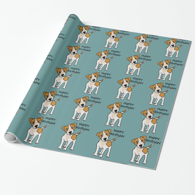 Funny Jack Russell Terrier Puppy Dog Wrapping Paper (Unrolled)