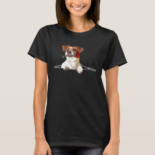 Funny Jack Russell Terrier Rose Zipper Dog Pocket T-Shirt