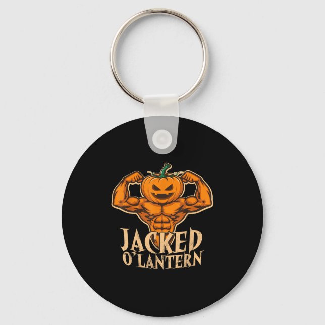 Funny Jacked Halloween Pumpkin Workout Motivation  Key Ring (Front)