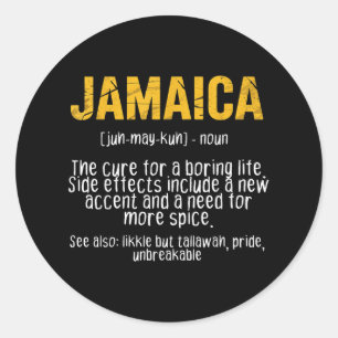 Funny Jamaica Definition Saying Jamaican Patois Hu Classic Round Sticker
