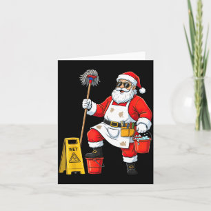 Funny Janitor Santa Christmas Graphic Cleaner Clea Card