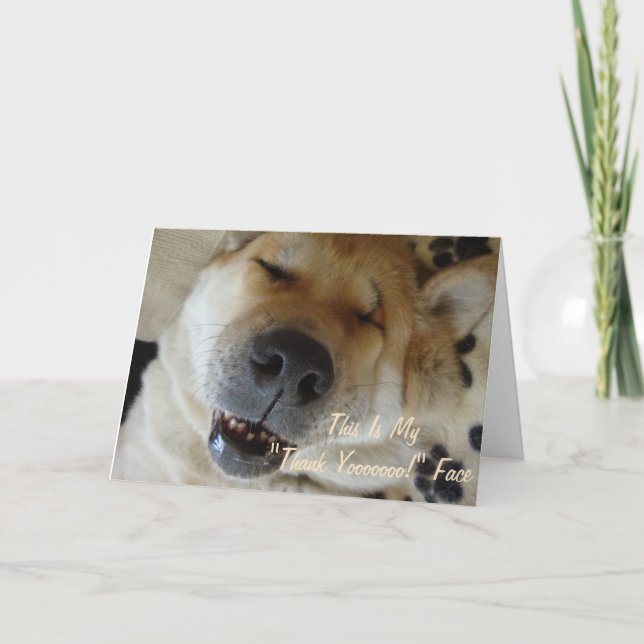 funny Japanese akita dog smiling thank you Card (Front)