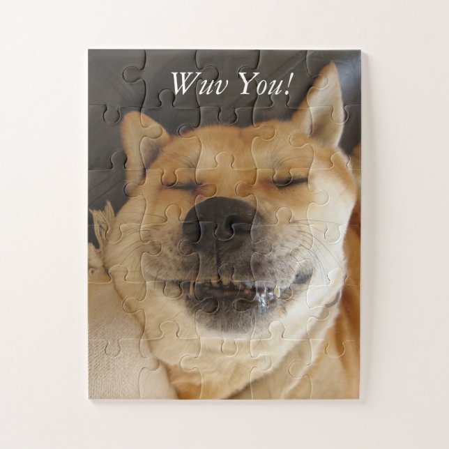 funny japanese akita with cute smile jigsaw puzzle (Vertical)