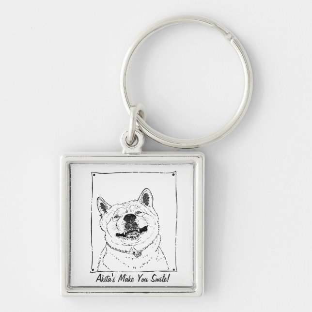 funny Japanese akita with cute smile Key Ring (Front)