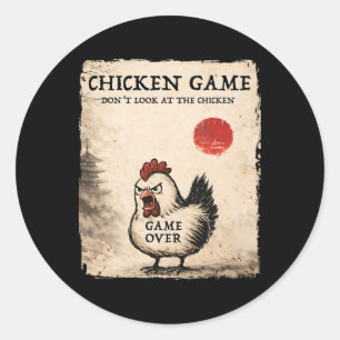 Funny Japanese Art Chicken Game Graphic Men Women Classic Round Sticker