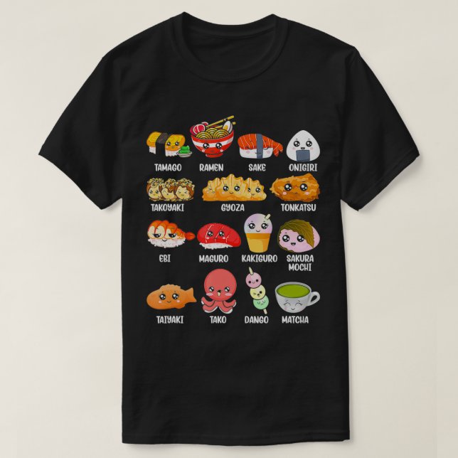 Funny Japanese Asian Food Fan Kawaii Ramen Sushi J T-Shirt (Design Front)