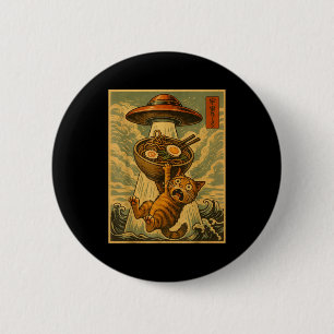 Funny Japanese Cat Ramen Ufo Anime Men Women Teens 6 Cm Round Badge
