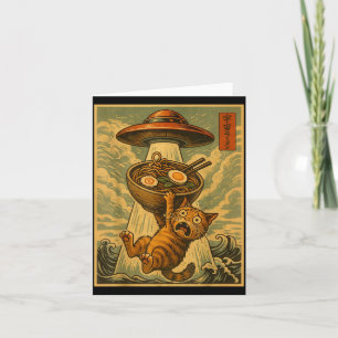 Funny Japanese Cat Ramen Ufo Anime Men Women Teens Card