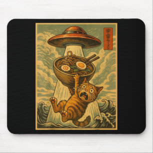 Funny Japanese Cat Ramen Ufo Anime Men Women Teens Mouse Mat