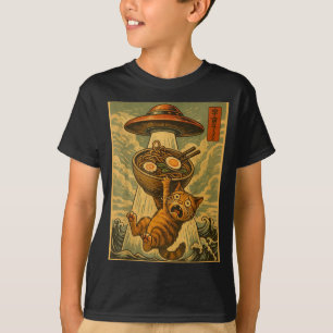 Funny Japanese Cat Ramen Ufo Anime Men Women Teens T-Shirt