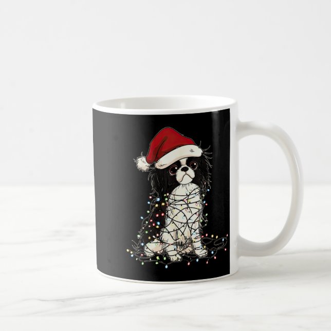 Funny Japanese Chin Christmas Graphics Dog Lights  Coffee Mug (Right)
