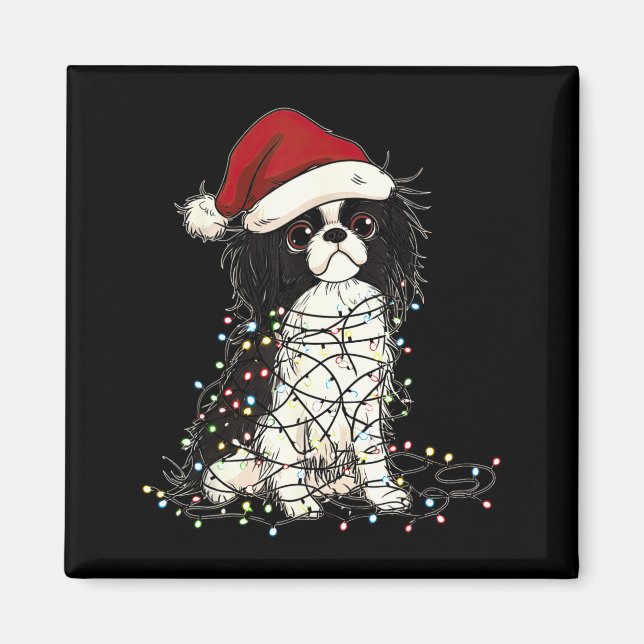 Funny Japanese Chin Christmas Graphics Dog Lights  Magnet (Front)