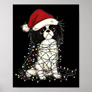 Funny Japanese Chin Christmas Graphics Dog Lights  Poster