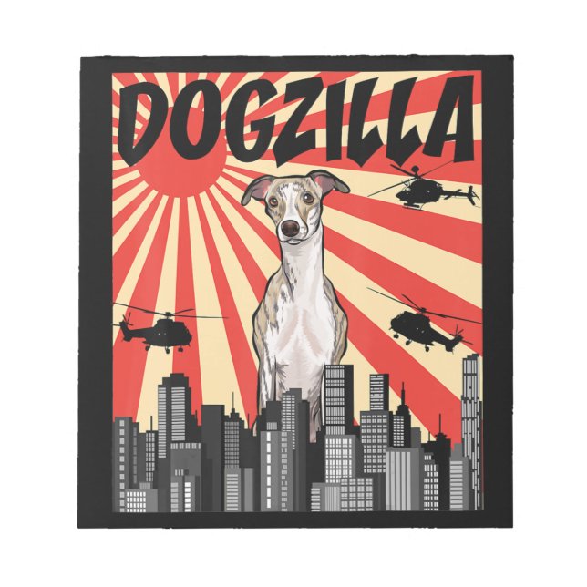 Funny Japanese Dogzilla Whippet Notepad (Front)