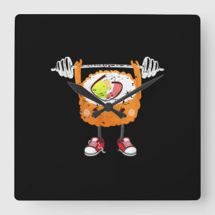 Funny Japanese Food Gym Weightlifting Gift T-Shirt Square Wall Clock
