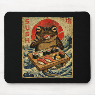 Funny Japanese Kawai Frog Pun Food Frog Humor Sush Mouse Mat
