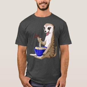 Funny Japanese Kawaii Ramen Noodles Meerkat T-Shirt