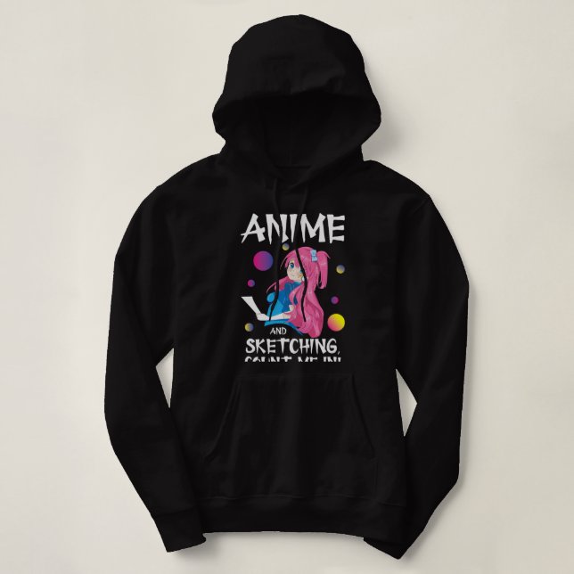 Funny Japanese Manga Otaku Just a Girl Anime Sketc Hoodie (Design Front)