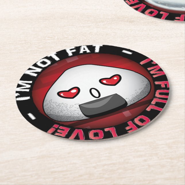 Funny japanese riceball round paper coaster (Angled)